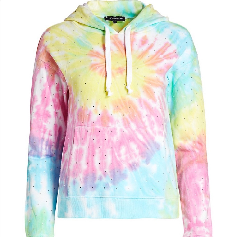 Generation Love Tie Dye Sparkle Hoodie Sweatshirt size small